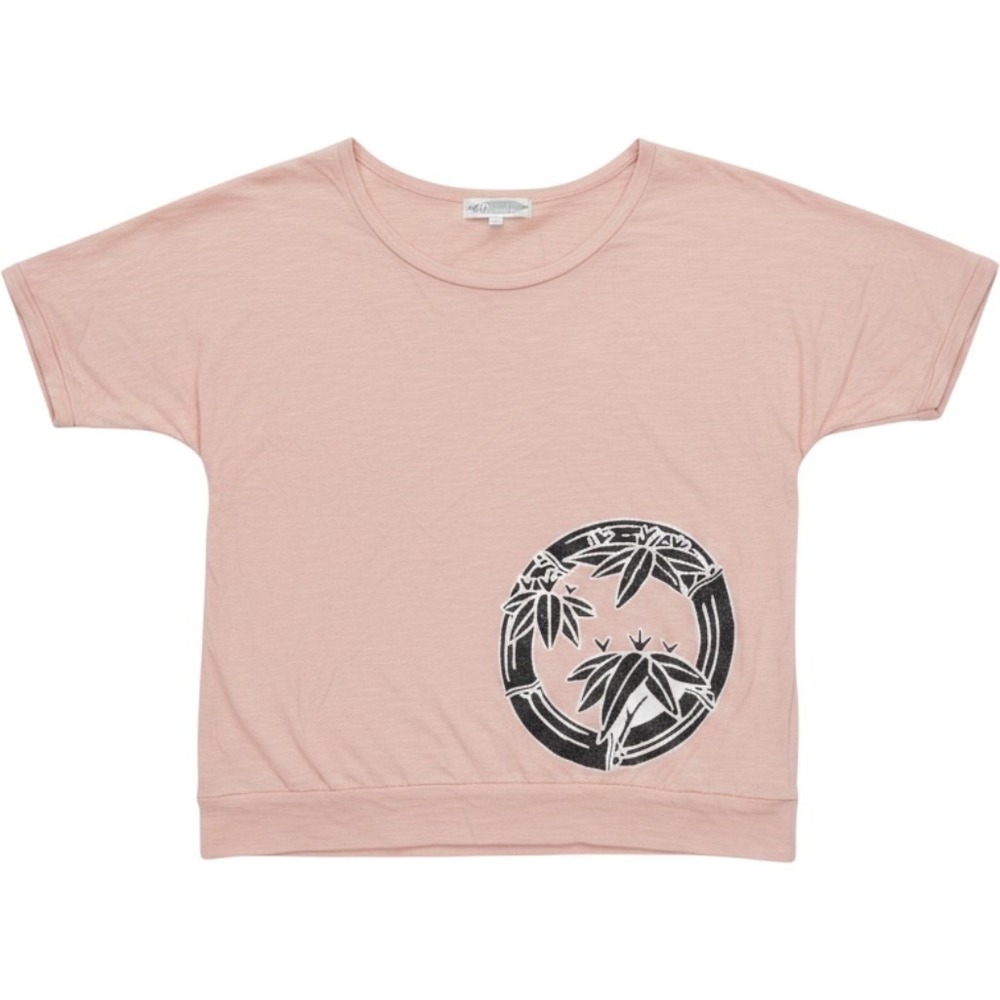 Human Body Shirt Womens Large Pink Scoop Neck Short Dolman Sleeve Graphic Top